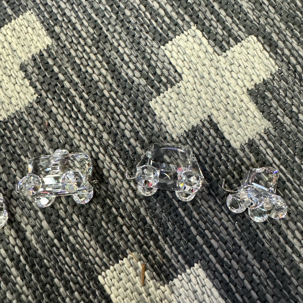 Rare (6) Piece Swarovski Crystal Train Set With Display Mirrored Tracks - Picture 3 of 9